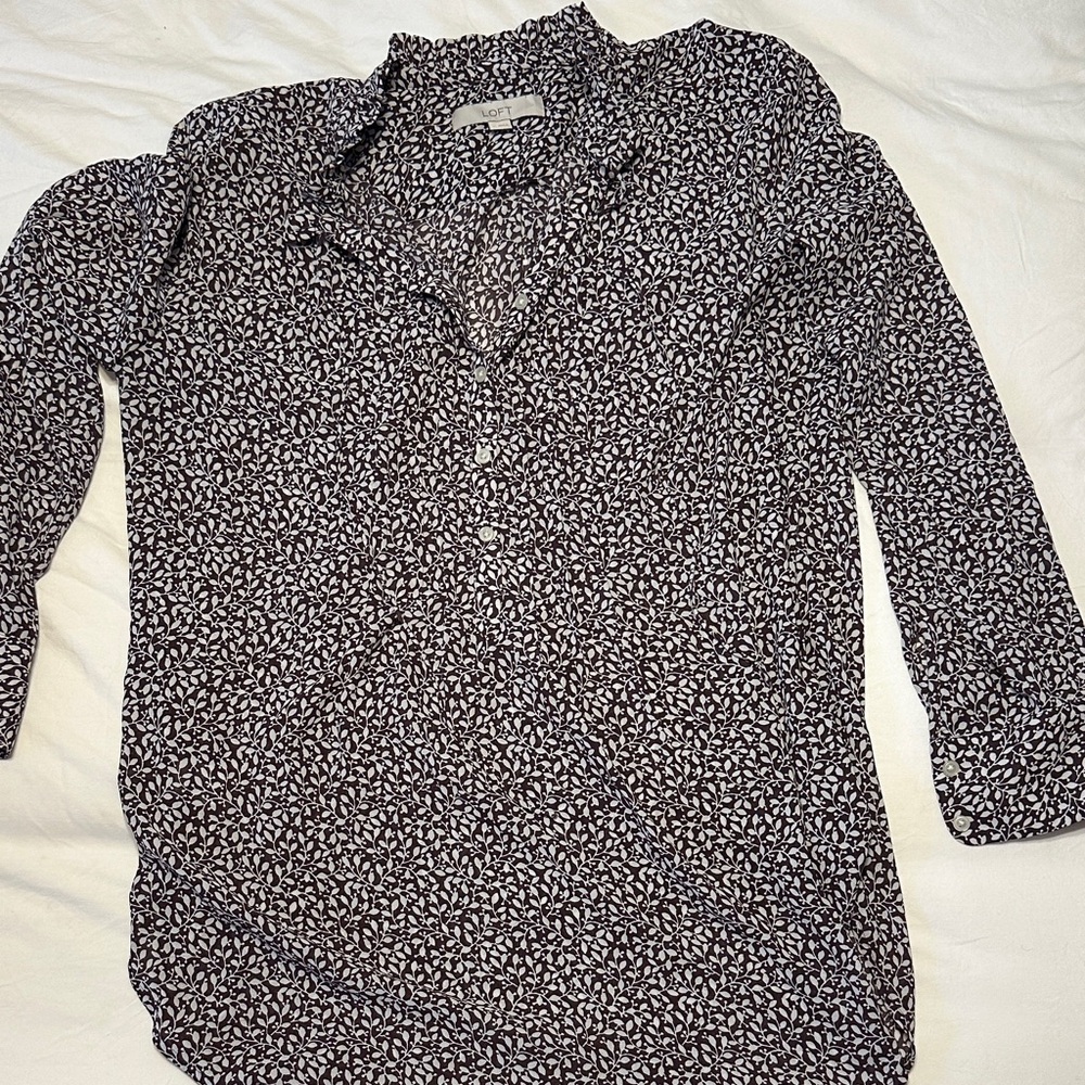 Purple and White Patterned Blouse